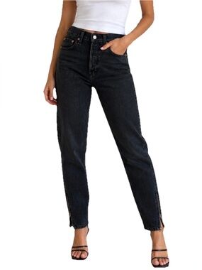 REDONE Women’s Black Zipper Ankle High Rise Cotton Denim Jeans Size 25